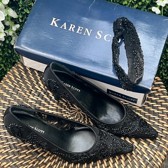 Karen Scott black mesh embellished pumps size 7.5 like new condition - Picture 4 of 11